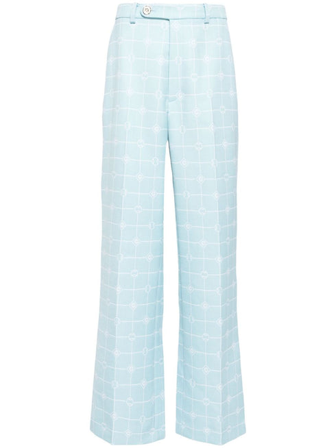 Heart Monogram-jacquard wool trousers