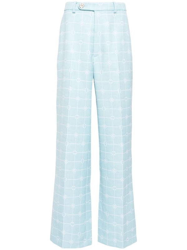 Heart Monogram-jacquard wool trousers