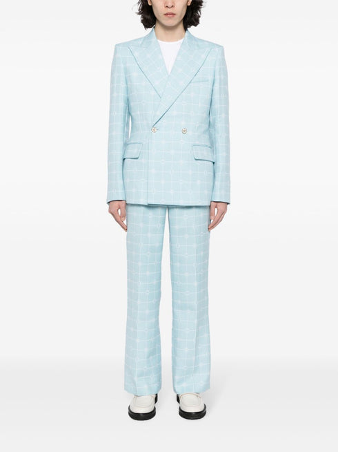 Heart Monogram-jacquard wool trousers