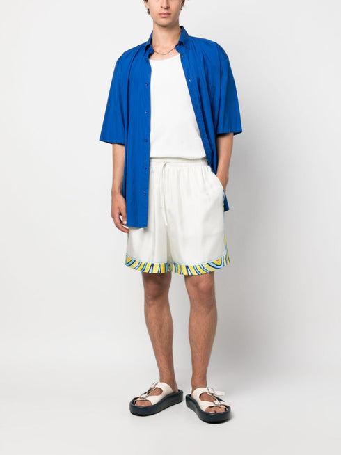 graphic-print silk track shorts