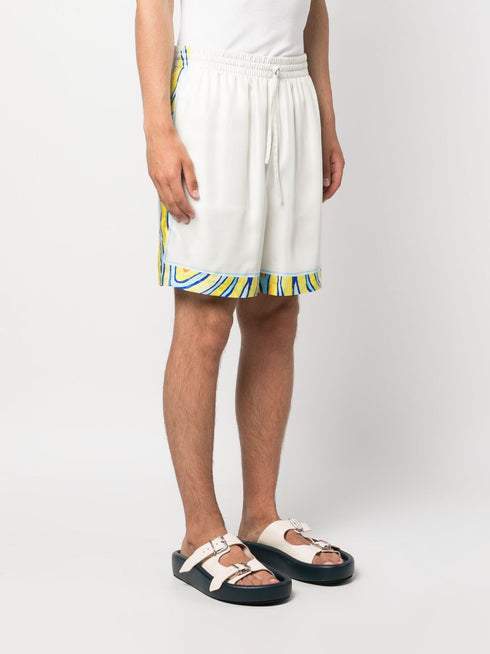 graphic-print silk track shorts