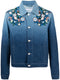 floral-embroidered ombré denim jacket