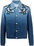 floral-embroidered ombré denim jacket