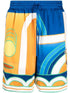 Paysage printed silk shorts