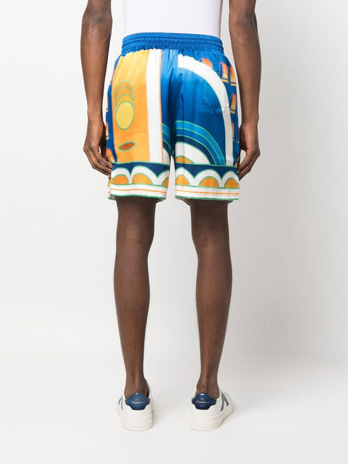 Paysage printed silk shorts