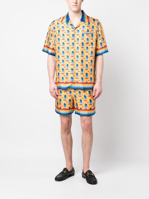graphic-print silk shorts