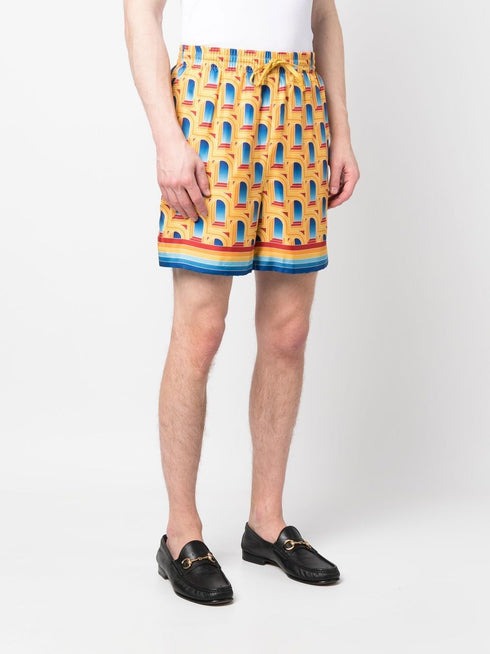 graphic-print silk shorts