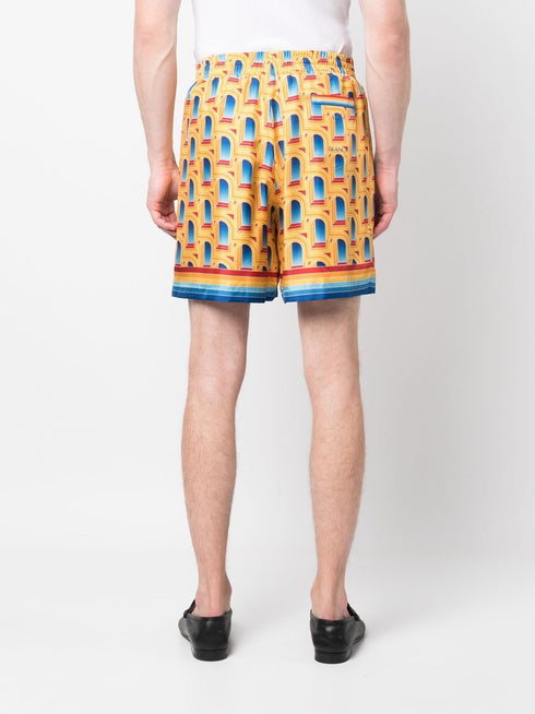 graphic-print silk shorts