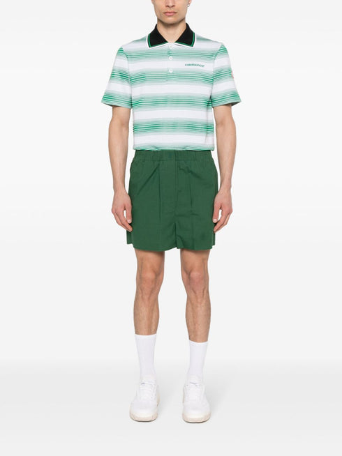 logo-embroidered striped polo shirt