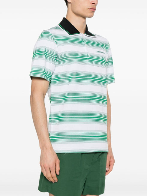 logo-embroidered striped polo shirt