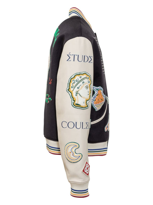 patch-appliqué bomber jacket