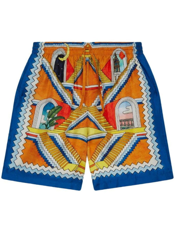Escalier Infini printed silk shorts