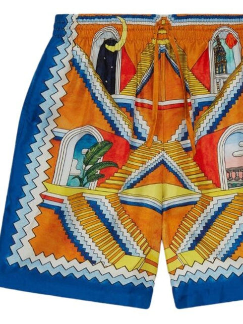 Escalier Infini printed silk shorts