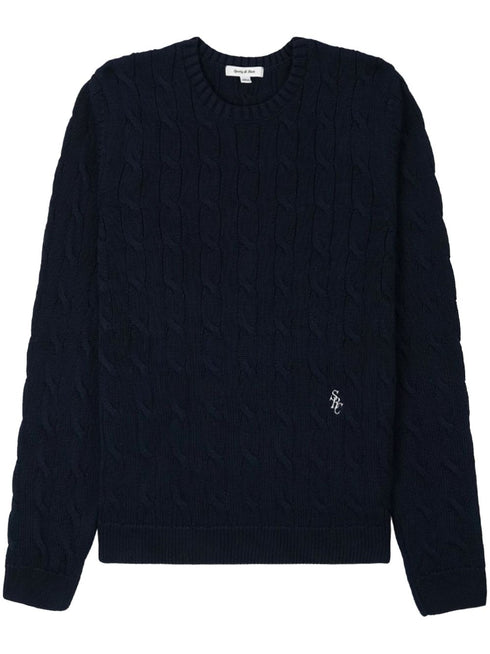 embroidered-logo cable knit jumper