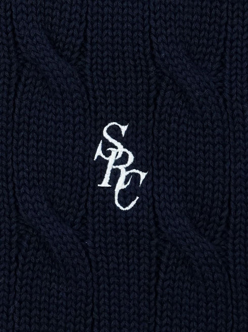 embroidered-logo cable knit jumper