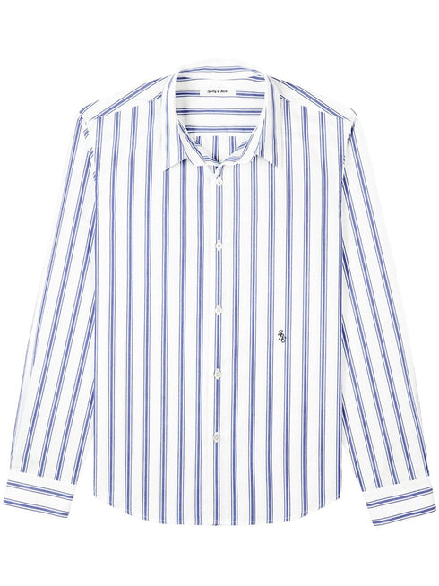 logo-embroidered striped shirt