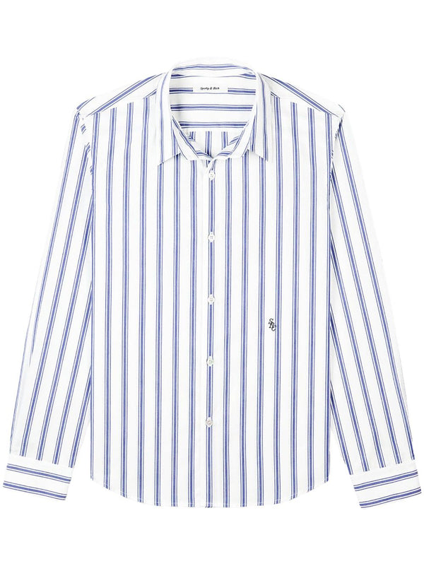 logo-embroidered striped shirt