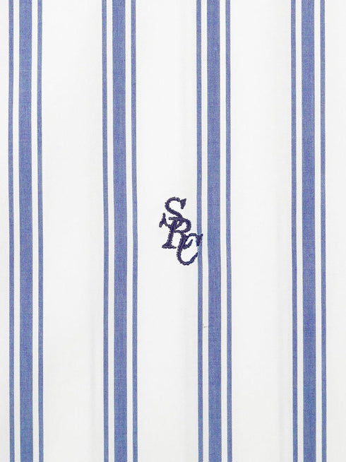 logo-embroidered striped shirt
