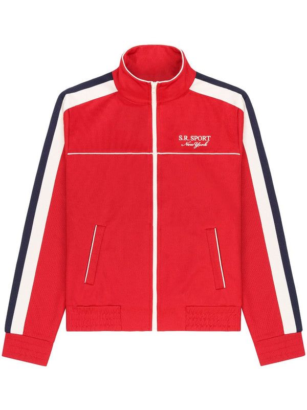 stripe-detail zip-up track jacket