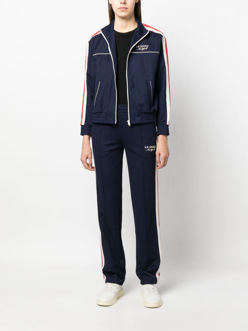stripe-detail zip-up track jacket