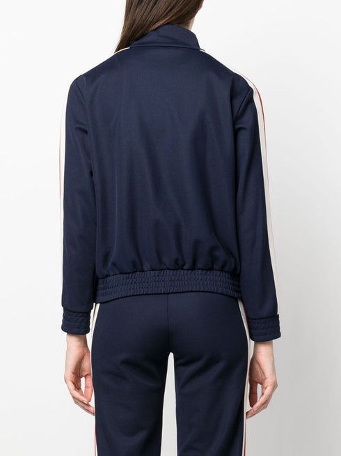 stripe-detail zip-up track jacket