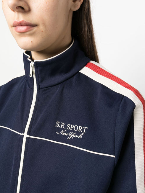stripe-detail zip-up track jacket