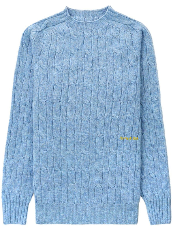 logo-embroidered cable-knit jumper