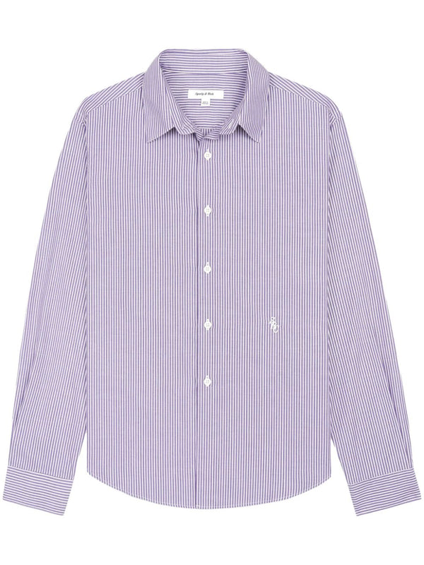 logo-embroidered striped cotton shirt