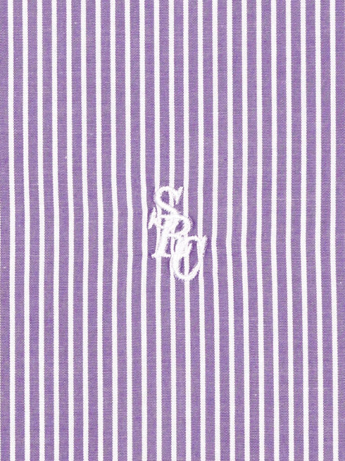 logo-embroidered striped cotton shirt