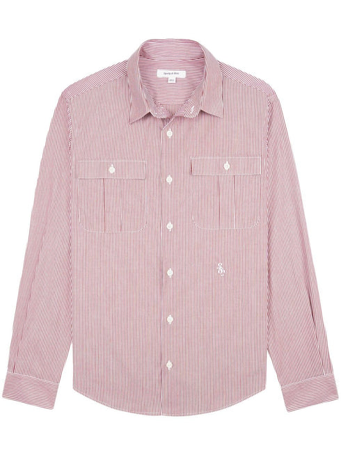 Utility logo-embroidered striped shirt