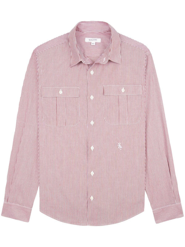 Utility logo-embroidered striped shirt