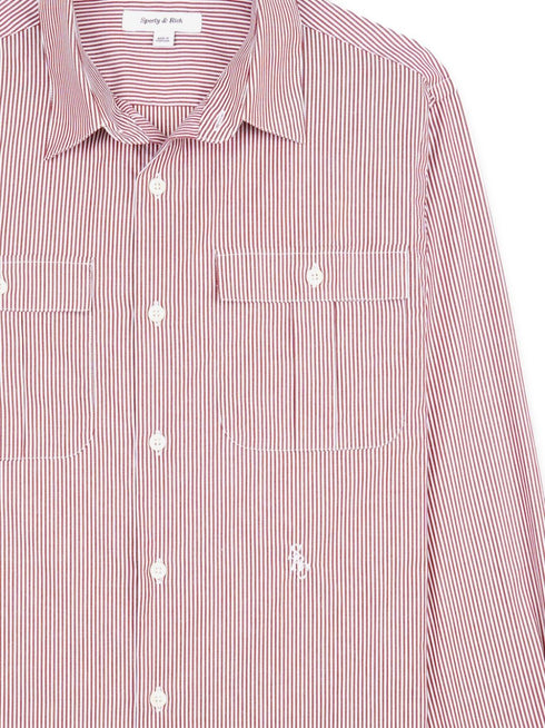Utility logo-embroidered striped shirt
