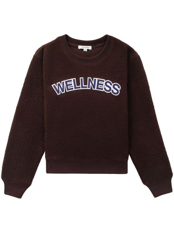 slogan-patch fleece jumper