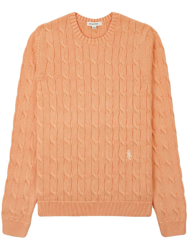 logo-embroidered cable-knit jumper