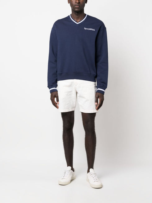 embroidered-logo v-neck jumper