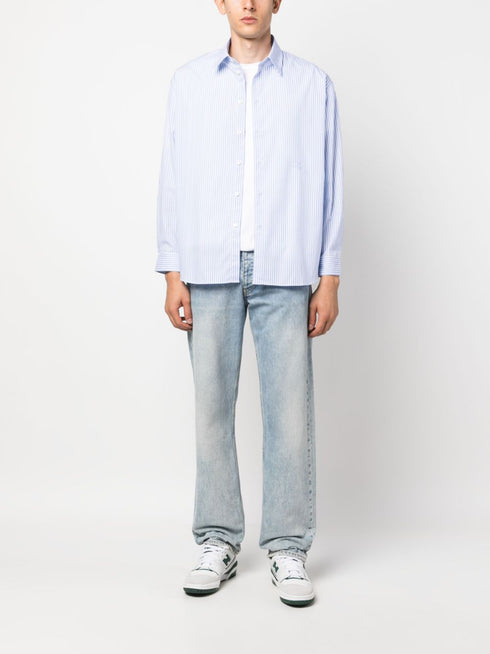 stripe-print long-sleeved shirt