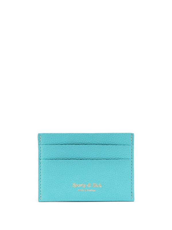 logo-embroidered leather cardholder