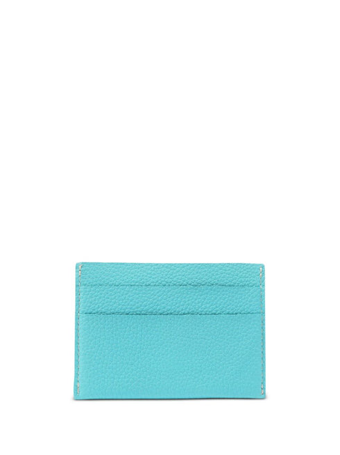 logo-embroidered leather cardholder