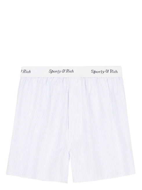 logo-waistband striped cotton shorts