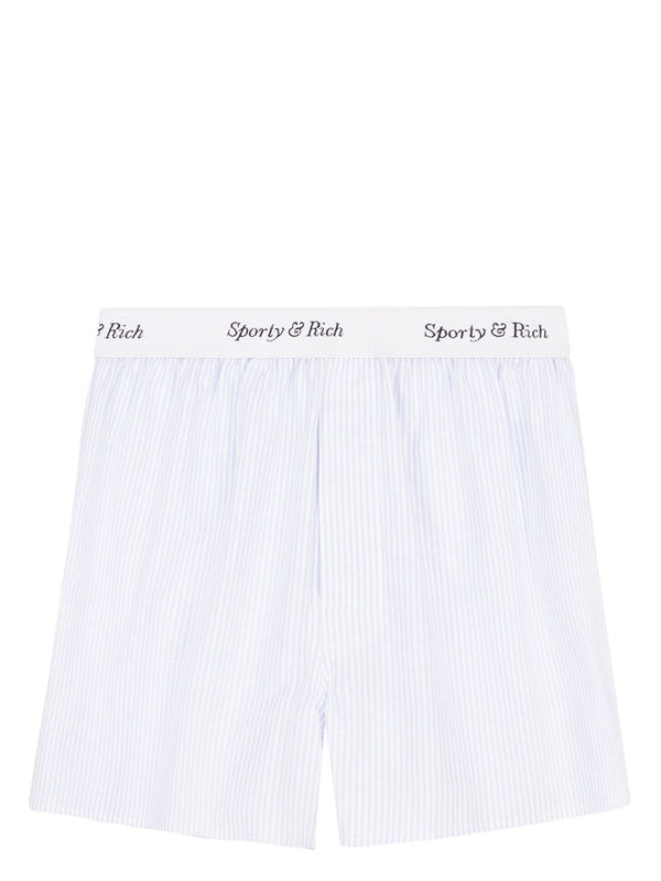logo-waistband striped cotton shorts