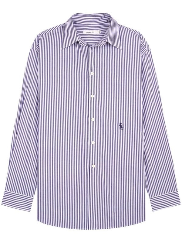 SRC logo-embroidered striped shirt