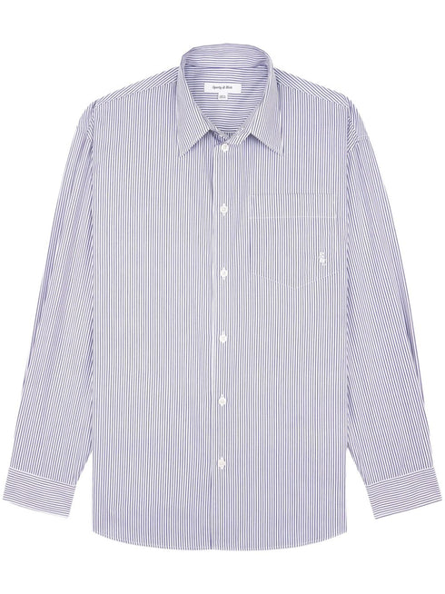 logo-embroidered striped shirt