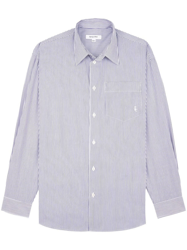 logo-embroidered striped shirt