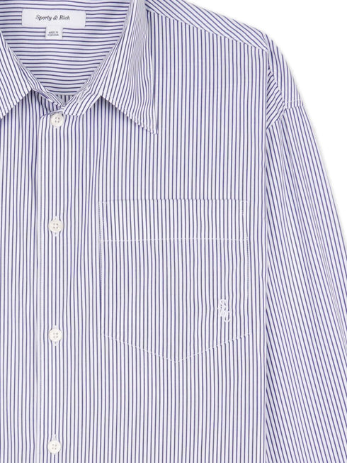 logo-embroidered striped shirt