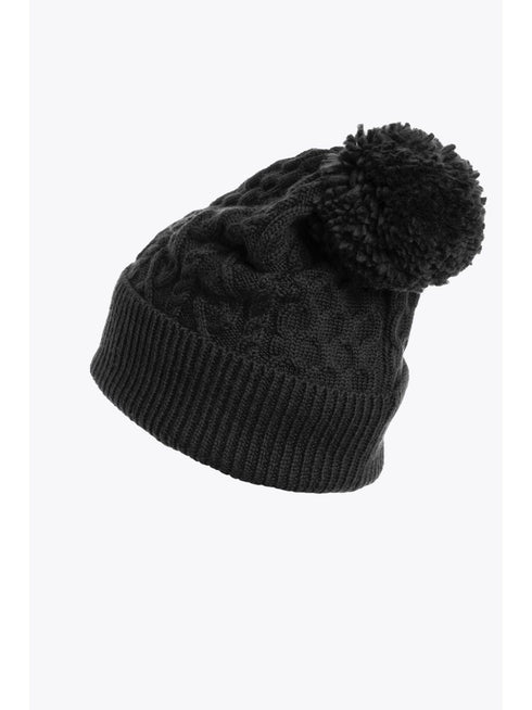 czapka beanie z dzianiny kablowej